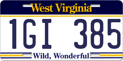 WV license plate 1GI385