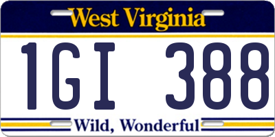 WV license plate 1GI388