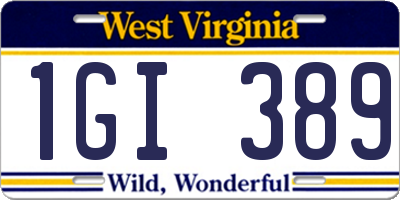WV license plate 1GI389
