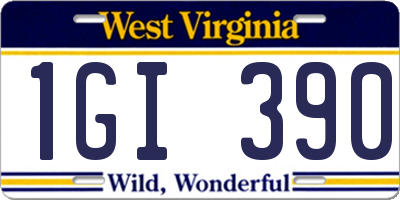 WV license plate 1GI390