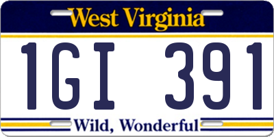 WV license plate 1GI391