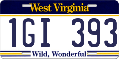 WV license plate 1GI393
