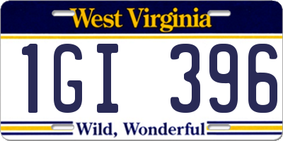 WV license plate 1GI396