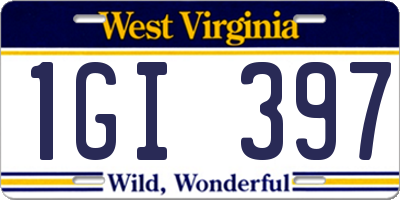 WV license plate 1GI397