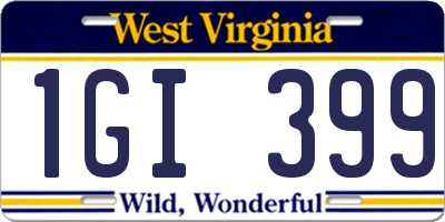WV license plate 1GI399