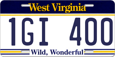WV license plate 1GI400