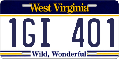 WV license plate 1GI401