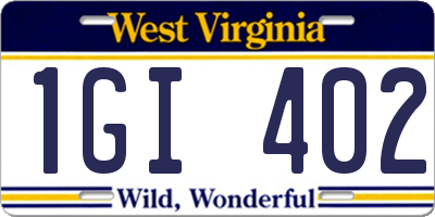 WV license plate 1GI402