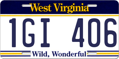WV license plate 1GI406