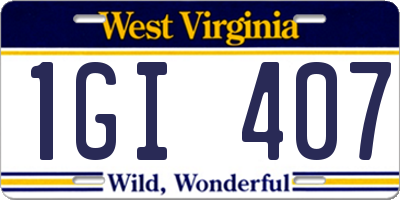WV license plate 1GI407