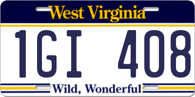 WV license plate 1GI408