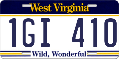 WV license plate 1GI410