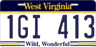 WV license plate 1GI413