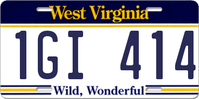 WV license plate 1GI414