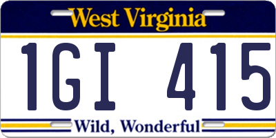 WV license plate 1GI415