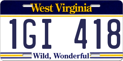WV license plate 1GI418