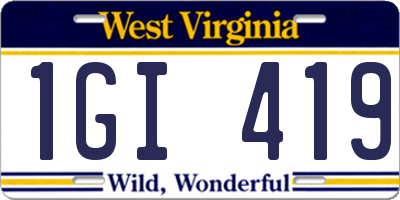 WV license plate 1GI419