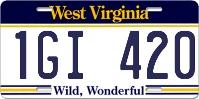 WV license plate 1GI420