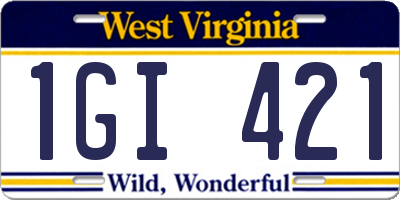 WV license plate 1GI421
