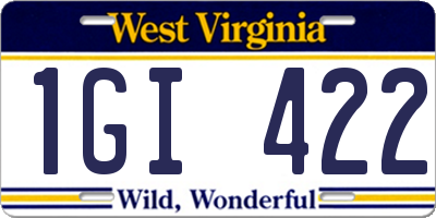 WV license plate 1GI422