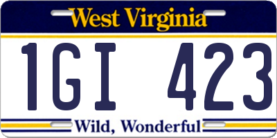 WV license plate 1GI423