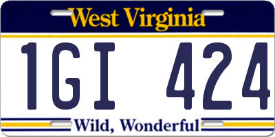 WV license plate 1GI424