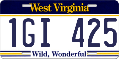 WV license plate 1GI425