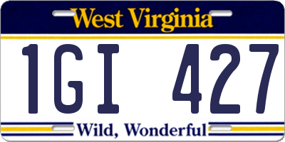 WV license plate 1GI427