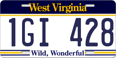 WV license plate 1GI428