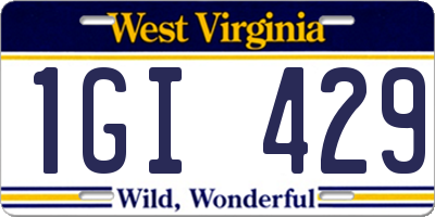 WV license plate 1GI429