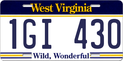 WV license plate 1GI430