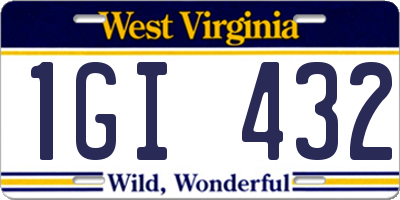 WV license plate 1GI432