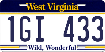 WV license plate 1GI433