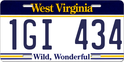 WV license plate 1GI434