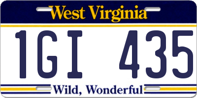 WV license plate 1GI435