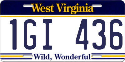 WV license plate 1GI436