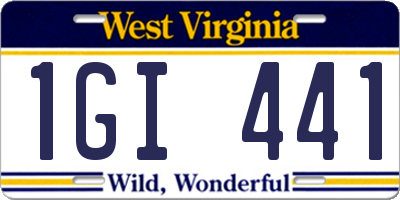 WV license plate 1GI441