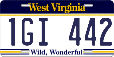 WV license plate 1GI442