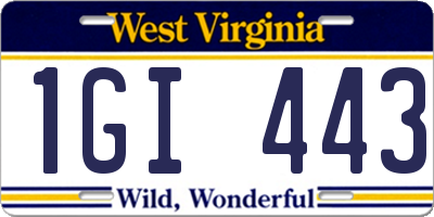 WV license plate 1GI443