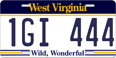 WV license plate 1GI444