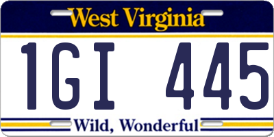 WV license plate 1GI445