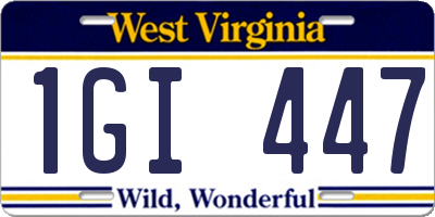 WV license plate 1GI447