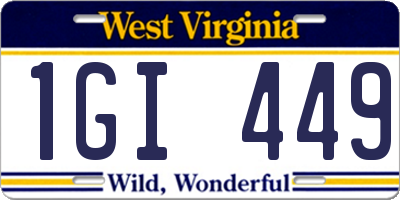 WV license plate 1GI449