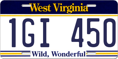 WV license plate 1GI450