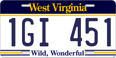 WV license plate 1GI451