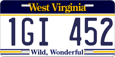 WV license plate 1GI452