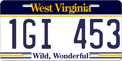 WV license plate 1GI453