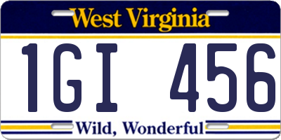 WV license plate 1GI456