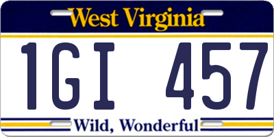 WV license plate 1GI457