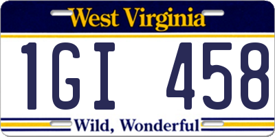 WV license plate 1GI458